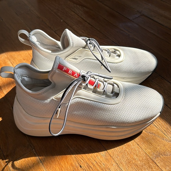 Prada Sport white mesh neoprene sneakers trainers - Picture 6 of 12